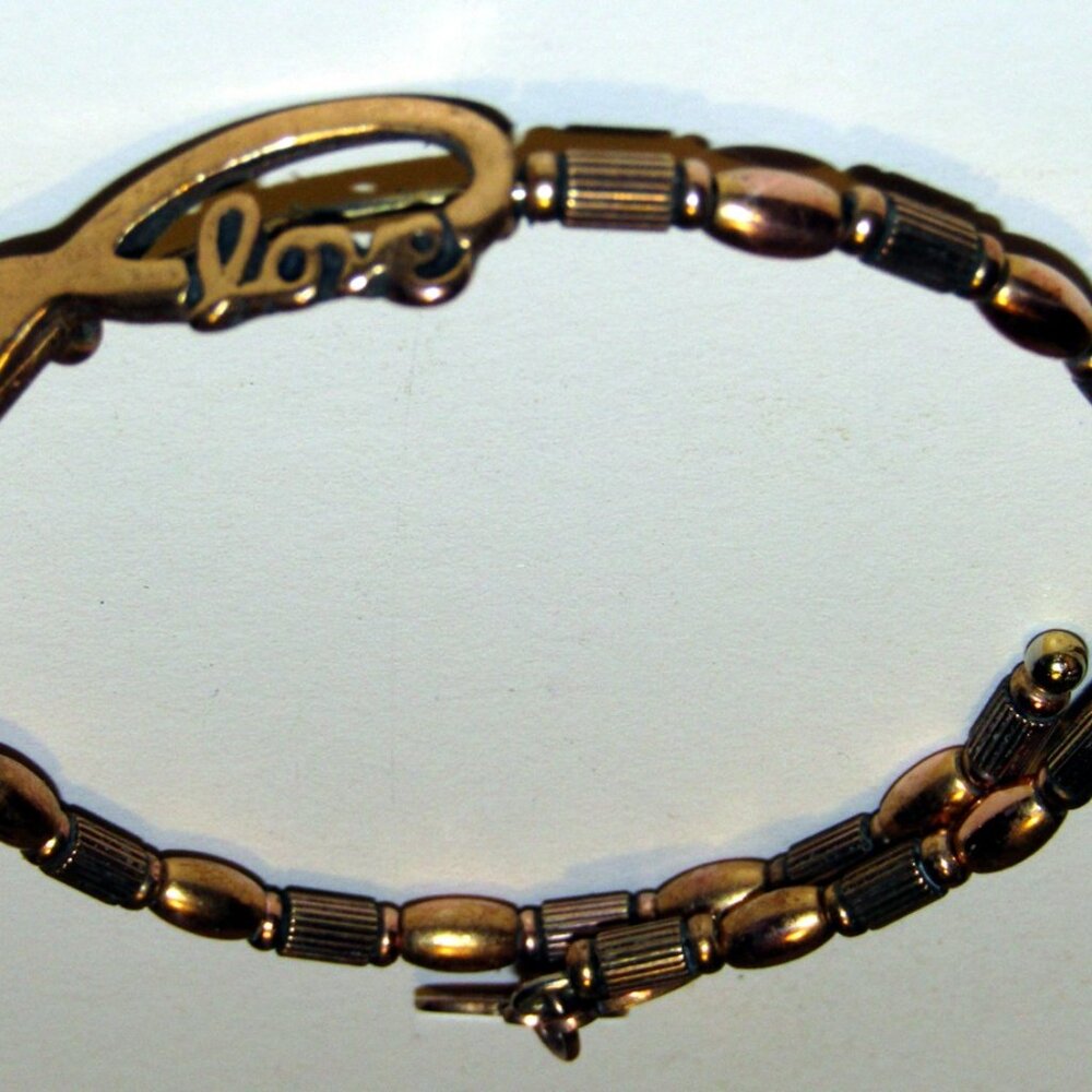 Vintage Alex and Ani Infinite Love Symbol Wrap Bangle in Gold-Tone Brass
